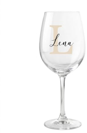 AWASG Personalisiertes Weinglas Buchstabe mit Namen, Geschenk Weinliebhaber Frauen Beste Freundin Mama, Weinglas Initiale (Rotweinglas 510ml)