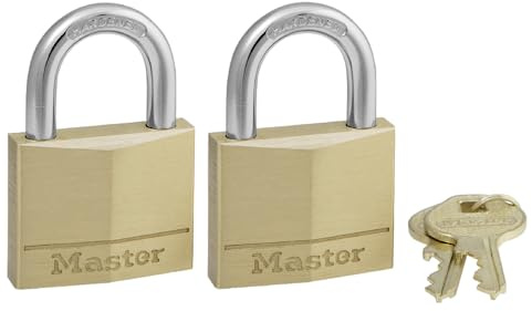 Master Lock Lucchetto in ottone massiccio 140T, confezione da 2, chiave unica