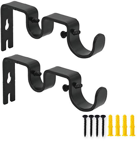 AddGrace 2 Stück Doppel-Gardinenstangenhalterung Schwarz | robuste Vintage-Gardinenstangenhalterung für 2,5 cm und 1,6 cm Stange