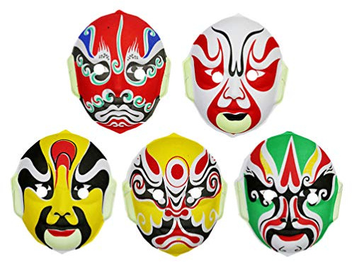 Opéra de Pékin chinois masque scène performance partie cosplay accessoires accessoires Halloween fournitures de Noël 5 / 6pcs (Plusieurs styles)