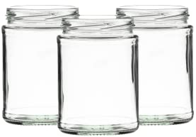 24 x 500ml Glass Jam Jars with Gold Lids – Round Glass Jars for Jams, Chutneys, Pickles, Sauces & Preserves – 82mm Twist-Off Lid