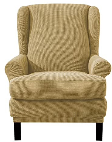 EBETA Jacquard Funda de Sillón Funda Orejero elástica, Funda Cubre Sillón Relax 1 Plaza, Funda Cojín Independiente (Amarillo)