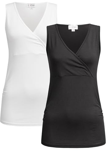 Herzmutter Stilltop-Umstandstop - 2er-Set - Oberteil für Schwangerschaft - mit Stillfunktion - 6700 (M, Schwarz|Weiß)