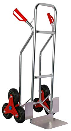 Sackkarre Aluminium für Treppen 200 kg, 111x55x55 cm, Vollgummibereifung (Szagato Treppen-Sackkarre Transportkarre Stapelkarre Handkarre, Umzugskarre, leichte Sackkarre aus Aluminium für Umzug