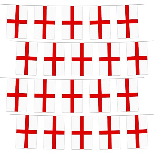 England Football Olympic Supporter Flag Bunting (24 Flags / 10m Length)