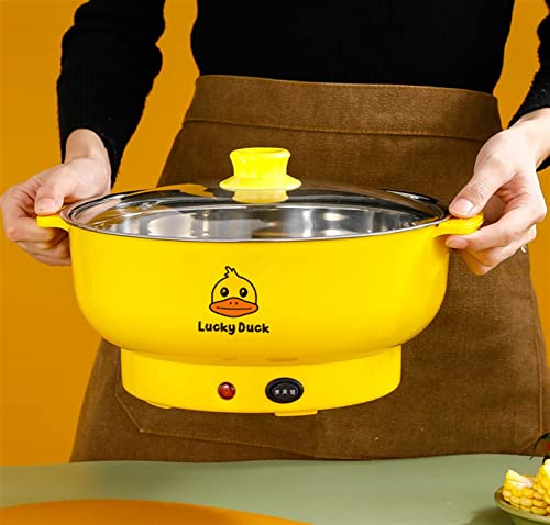 GDSCS Olla Arrocera De Acero Inoxidable, Vaporera Eléctrica Antiadherente Multifuncional, Wok Eléctrico Doméstico, Olla para Sopa, Olla Caliente China (Color : Yellow, Size : 28CM)