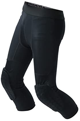 Hovershoes Kids Youth Boys Compression Pants with Knee Pads Basketball Tights Sports 3/4 Capri Leggings Padded Athletic Workout Tights