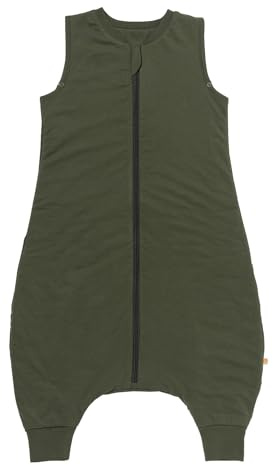 schlummersack Schlafsack mit Füßen Sommer 1 Tog 90 cm dünn Olive | Kinder Schlafsack mit Beinen für eine Körpergröße 90-100cm Füßen 1 Tog