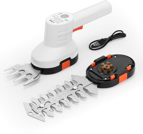 LIGO 3.6V Cordless Grass Shear with USB Recharger, 1500mAH Battery Powered, 100mm Length for Shrub Blade, 70mm Width for Grass Blade (X-2)