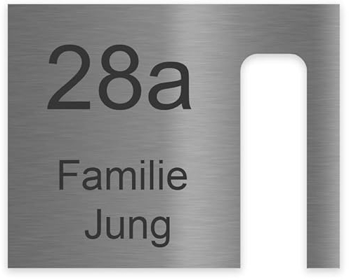 Jung Edelstahl Design Modernes V2A Edelstahl Türschild optimiert für Blink Doorbell Klingelschild 20x16 cm Haustürschild mit Hausnummer und Namen individuell personalisierbar (Edelstahl)