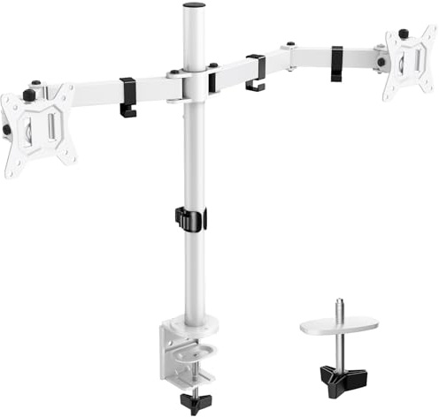 ErGear Dual Monitor Stand for 13 to 32 Inch Screens, Dual Monitor Arm Desk Mount Ergonomic Viewing Angle, Adjustable, Holds up to 8kg per Arm, VESA 75/100mm, White