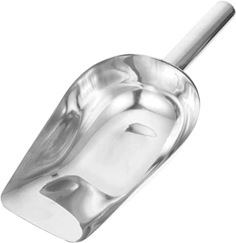 AKAZI Measuring Cups Metal Ice Cube Scoop Ice Stainless Steel Flour Utility Ice Scoop Supermarket Cereal Food Glass Containers (Silver 1)