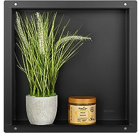 Balneo Wall-Box No Rim Duschnische 30 x 30 x 10 cm, Edelstahl, Schwarz | Edelstahl AISI 304, Rahmen 2 mm, 1 % Gefälle, 100 % wasserdicht, 10 J. + 2 J. Beschichtung