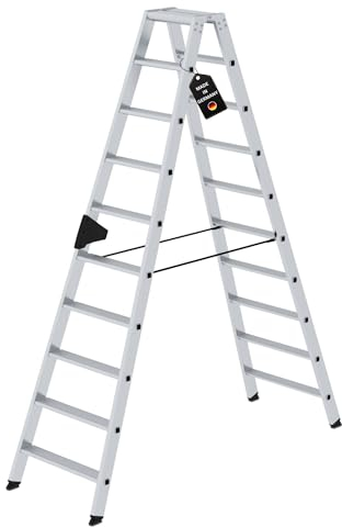 PROREGAL Stufen-Stehleiter | beidseitig begehbar | 2x10 Stufen | Leiter, Teleskopleiter, Trittleiter, Bockleiter, Sprossen-Doppelleiter