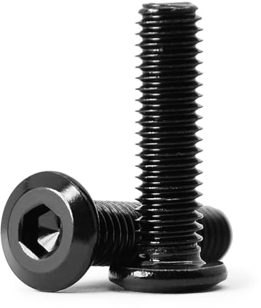 (50 pièces) Vis à Tête Plate à Six Pans Creux M5 x 8mm, en Acier Inoxydable 304 Avec Finition Noire Oxydée, Vis à Tête Demi-Ronde à Embase, Filetage Complet