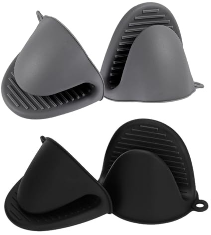 2 Pairs Silicone Oven Gloves Silicone Oven Mitts Silicone Mitts for Air Fryer Silicone Gloves for Air Fryer Oven Gloves Heat Resistant Pot Holders Mitts Non-Slip Waterproof Small Potholders