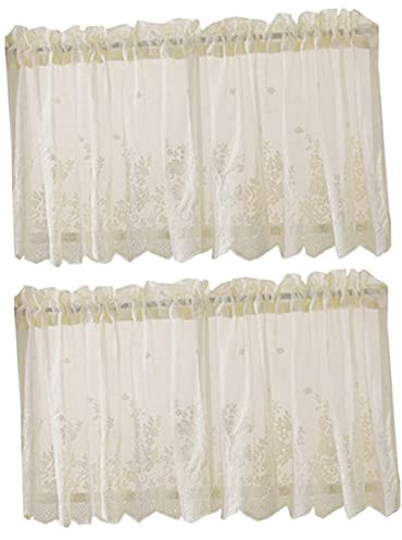 Amosfun 2stücke Scheibengardine Spitzenvorhang Beige Halbtransparente Vorhänge Für Küche Balkon Und Kinderzimmer Lichtdurchlässig Dekorativ Und Atmungsaktiv Aus Hochwertigem