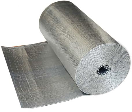 Isolante Termico Riflettente Bolla Isolamento Foglio, Isolante Multisuo a Doppio Strato Termico Riflettente Radiatore Isolamento Foglio Riflettore per Pareti Camper per Pavimento Parete Tetto Scalda (