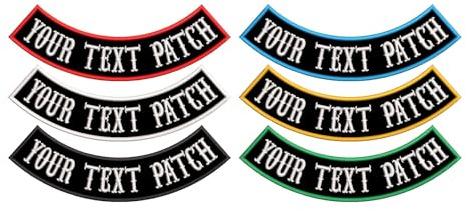 DIYEMB 1 Stück Unterer Patch, benutzerdefinierte gestickte Bikerflicken, personalisierte Stickerei Rocker Patch, Fahrer Motorrad Patches für Veteranen Weste oder Jacke (Schwarz)