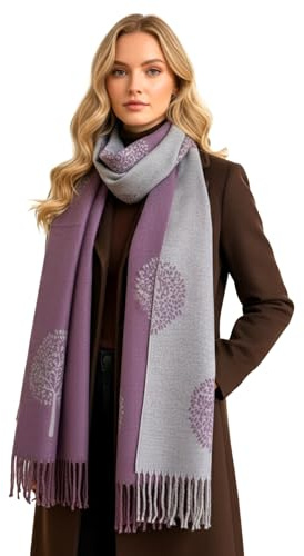 The Accessory Co. Cashmere Tree Life Blanket Scarf - Reversible Scarf Women Pashmina Shawl, Winter Scarfs Women, Large Wrap, Warm Scarf, Tree of Life Print Ladies Scarves Long Wraps, Womens Gifts