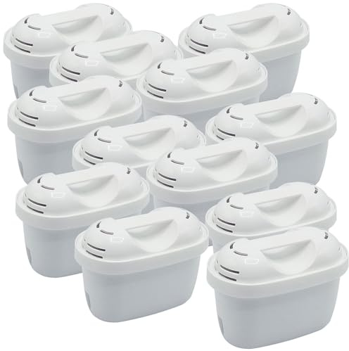 Rosenstein & Söhne Filterkartusche für Wasserfilter: 12er-Set Filterkartuschen für Brita Maxtra & kompatible Systeme, oval (Filterpatronen für, Ersatzkartusche für Wasserfilter, Brita, Baby)