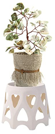 belupai Mini Présentoir de Tabouret en Plastique, Support Rond en Plastique pour Plantes, Support de Pot de Plantes de Jardin, Support D'affichage de Fleurs Moderne pour Décoration(Blanc, L)