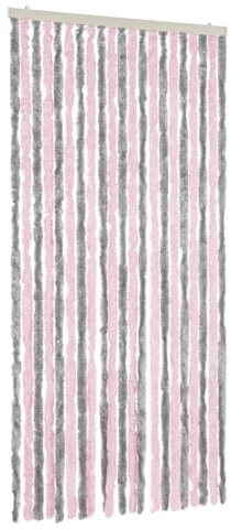 vidaXL Fliegenvorhang Silbergrau und Rosa 90x200 cm Chenille