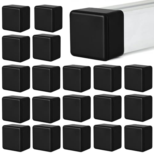 Joycabin Pack of 20 Black Plastic Square End Caps for 40 x 40 mm Aluminium Profile, Solar Rail Accessories