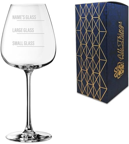 Personalised Engraved Wine Emotions Wine Glass with Name's Glass Bold Measurements Design, Customise with Any Name for Any Occasion, Laser Engraved, Gift Box Included, Novelty Birthday Retirement Gift