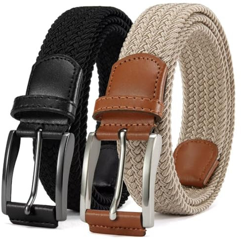 CHAOREN Elastischer Gürtel Herren 2 Stück, Stretchgürtel 35mm für Herren Lässige Hose, Golfgürtel ohne Löcher Bequem und Leicht