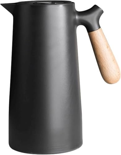 MantraRaj 1 Litre Thermal Coffee Carafe Jugs Vacuum Insulated Coffee Pot 24 Hour Heat Retention for Coffee Tea Insulated Jug with Temperature Display Well Sealed Coffee Pot Beverage Dispenser (Black)