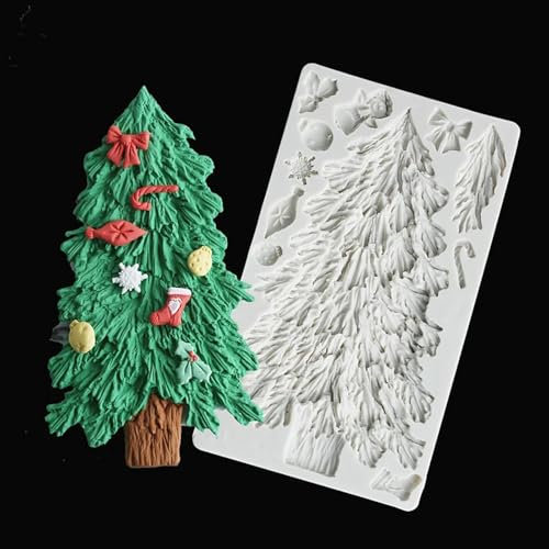 Epoxidharz-Formen, 20 x 11,8 x 1,3 cm, Weihnachtsbaum, Schnee, Silikonform, Harz, Kuchen, Schokolade, Dessert, Fondant, Küche, Backen, Dekorationswerkzeug