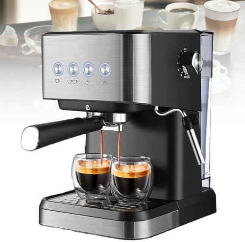 Hydravex Espresso Coffee Machines with LCD Panel, Compact Cappuccino and Latte Machine, All In One Coffee Machine for Home Use with 1.5L Removable Water Tank, 2 Filters