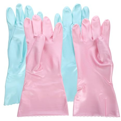 COLLBATH 2paare Wasserdichte Gummihandschuhe Für Hausarbeit Ergonomische Reinigungshandschuhe Für Geschirr Und Wäsche Langlebig Und Wiederverwendbar Rosa