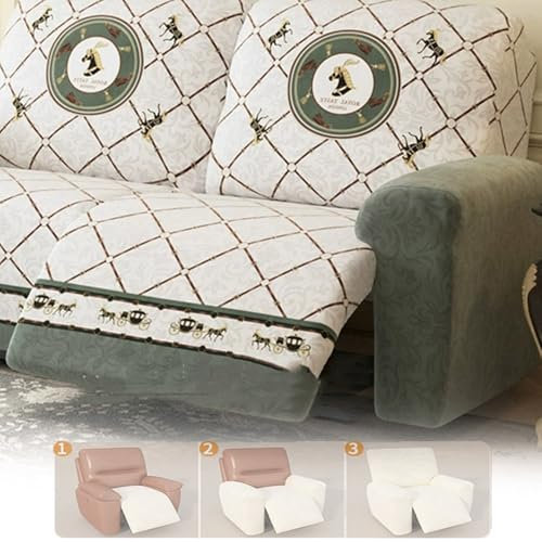 ZIUSFAC Sesselauflage Relax Blumen Sesselschoner Stretchhusse 1-3 Sitzer Sofabezug Waschbar Sesselbezug, 1 Sitzer Sofaüberwurf Antirutsch Husse Für Relaxsessel(Green,190-300cmx60-100cm)