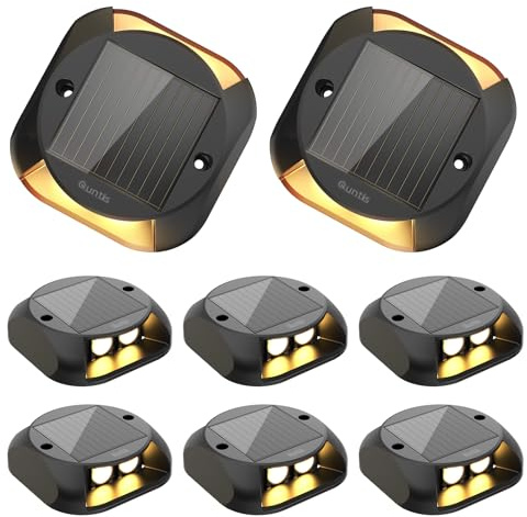 Quntis Luces Solares Led Exterior Jardin, Blanco Cálido Luz Solar Escaleras Exterior IP65 Impermeable, Lámpara Solar Jardin para Entrada Escalones Muelle Pasarela Calzada Camino Patio, 8 Piezas