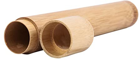 Healvian Custodia Portaspazzolino in Bambù Portatile, Tubo per Spazzolino da Denti Rotondo, Leggero e Riutilizzabile, per Viaggi, Escursioni e Campeggio