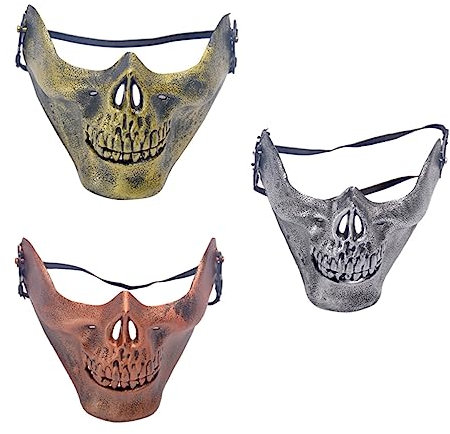 Toyvian 3 Masques Squelette Demi-visage en Plastique pour Halloween