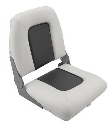 wellenshop Bootssitz weiß/grau, klappbar, dick gepolsterter Steuerstuhl, Fahrersitz für Boote, bequemer Sitz aus Marine Kunstleder