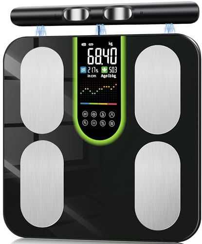 Scales for Body Weight, Digital Body Fat Scales with 8 Electrodes, 58 Body Datas Smart Scales with App, Bluetooth Full Body Composition Scale for BMI, Muscle Mass, BMR, Large LCD Display, 180kg/400lb