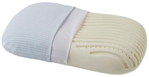 AMENGJ Latex Flaches Kopfkissen Latexkissen mit Baumwollbezug, weiches Stütz-Nackenkissen for Seiten-, Rücken- und Bauchschläfer(Blue)