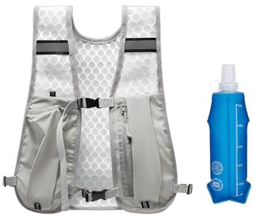 Laufweste für Damen und Herren, Ultraleicht Trinkrucksack 500ml Trinkflasche Inklusive, Atmungsaktive Trinkweste Laufen mit Mehreren Taschen – Laufrucksack für Radfahren Joggen Wandern