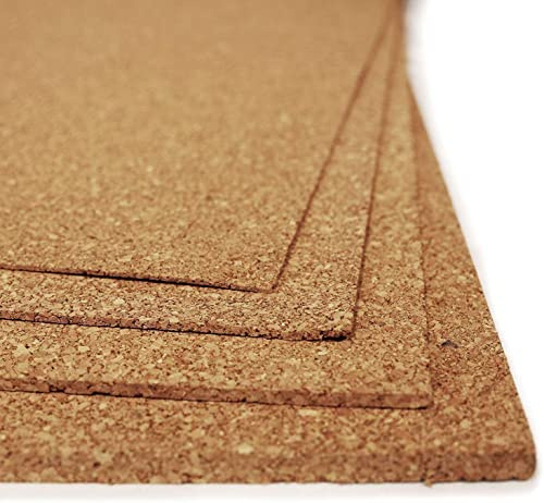 Fogli di sughero naturale impermeabili ideali per rivestimento murale, pavimento e pannello per bacheca - isolante acustico e termico - assorbe gli urti - spessori e lunghezze a scelta (5 mm, 100 x