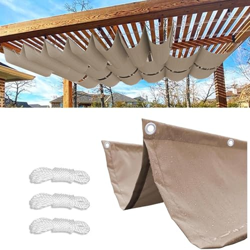 Tenda a Vela Parasole a Onda Retrattile, Vela Ombreggiante Impermeabile, Telo Ombreggiante Con Occhiellato, Tenda A Vela Per Esterno Sole Giardino, Solare Schermo UV (Marrone,1.6×6m(BxL))
