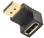 HDOYTXXM Adaptador DisplayPort macho a hembra diseño de ángulo recto con placas doradas para espacios pequeños y fácil conexión