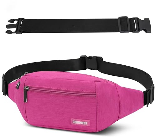 Bauchtasche Gürteltasche mit Einem 30 cm Verlängerten Gürtel Damen und Herren Bauchtasche Geeignet für Reise Sport Running und Alle Outdoor Aktivitäten Hüfttasche Damen Herren Sport (Rosenrot)