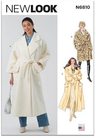New Look Sewing Pattern UN6810A Misses' Coat with Belt in Two Lengths A (S-M-L-XL)