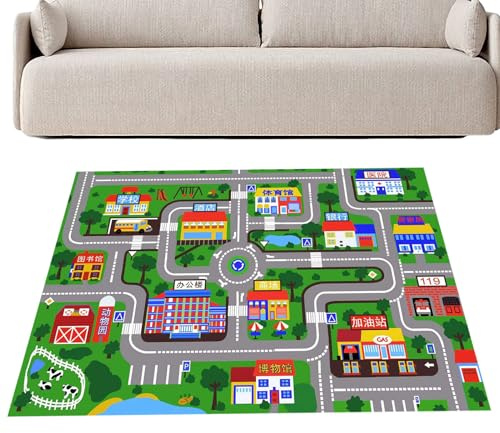 Renchey Alfombra de Juego para Bebés | Alfombra Interactiva Infantil para Suelo | Alfombra Educativa Urbana, Actividades para Niños Y Manta Plegable para Gatear En Interiores