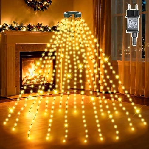 3m 480 LED Lichterkette Weihnachtsbaum Warmweiß für Weihnachtsdeko | Christbaumbeleuchtung mit Ring Timer, 8 Modi Wasserdicht Weihnachtsbeleuchtung für Weihnachtsdeko Außen Innen Deko
