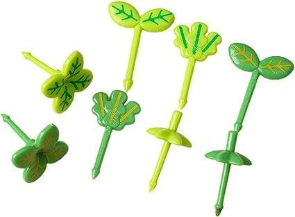 8Pcs Green Fruit Fork Mini Leaf Food Picks Fun Toddler Tiny Fork for Sandwich,Cake,Salad,Lunch Box Bento Decor,Party Supplies Bento Boxes Travel and to-Go Food Containers Storage and Organization